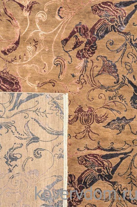 Ковер ручной работы из шелка и шерсти Silk-Wool Zardozi A Brown Ковер ручной работы из шелка и шерсти Silk-Wool Zardozi A Brown