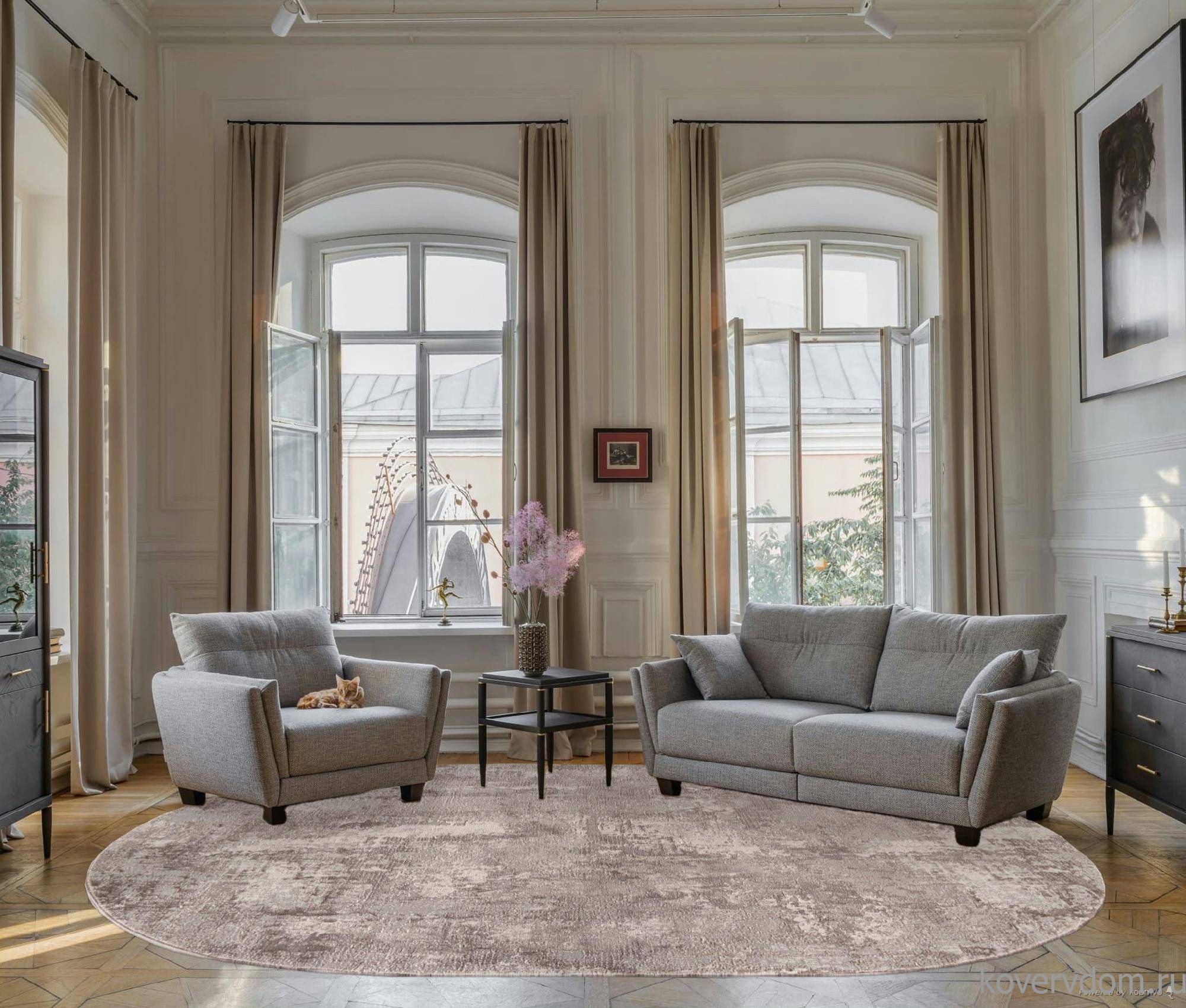 Ковер BRAND 38871 780 BEIGE / GREY Овал Ковер BRAND 38871 780 BEIGE / GREY Овал