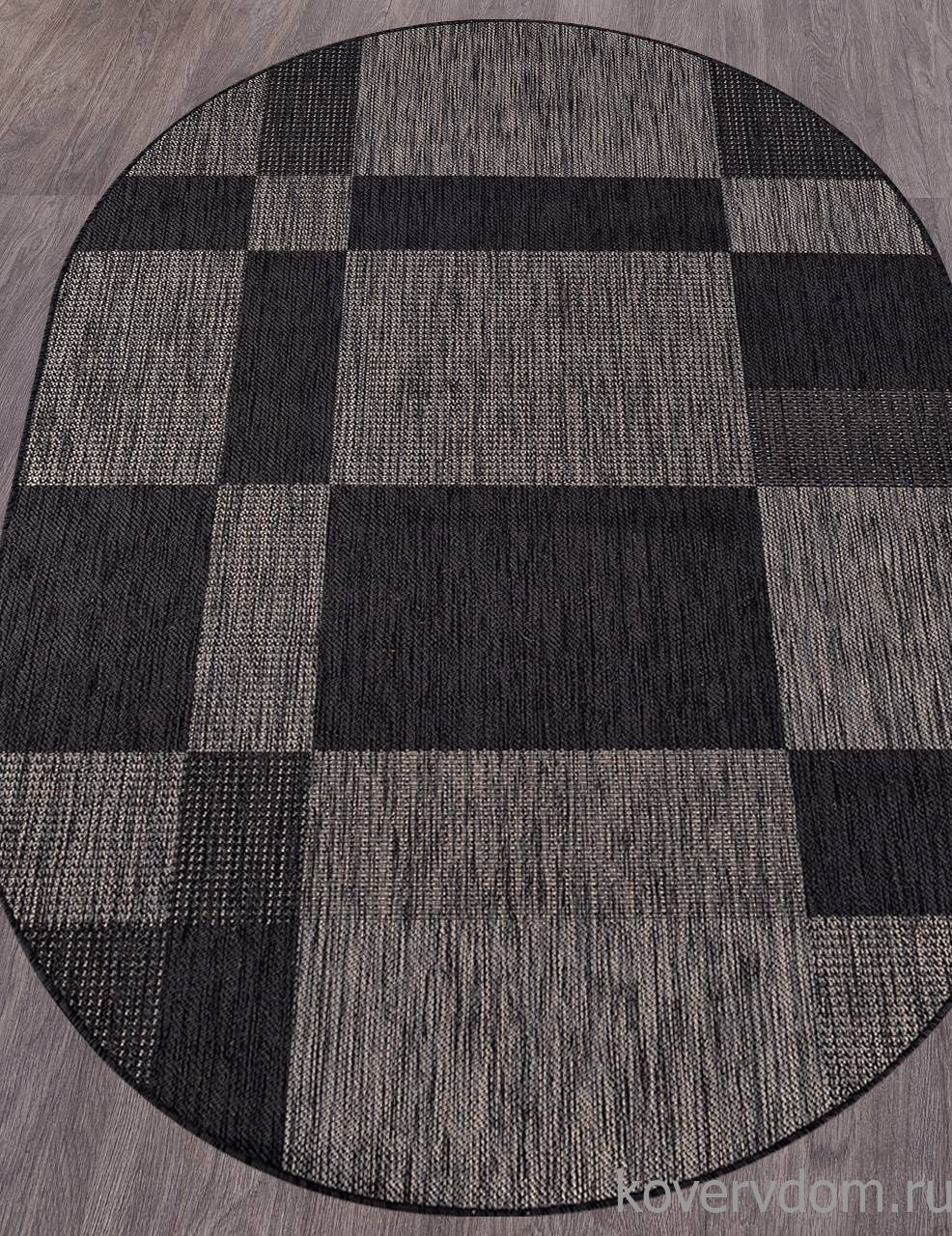 Ковер циновка VEGAS S005 D.GRAY-BLACK Овал